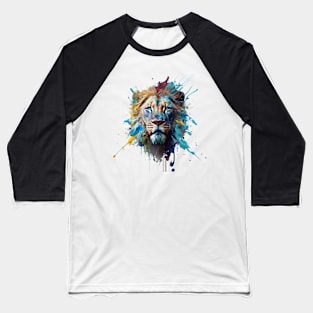 Lion Splash Art: Vibrant Fantasy Portrait #1 Baseball T-Shirt